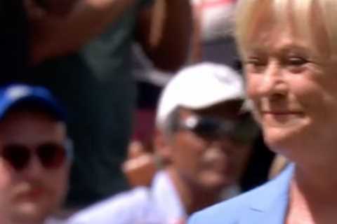 Sue Barker breaks down in tears on Centre Court as BBC legend recovers from laryngitis to host last Wimbledon