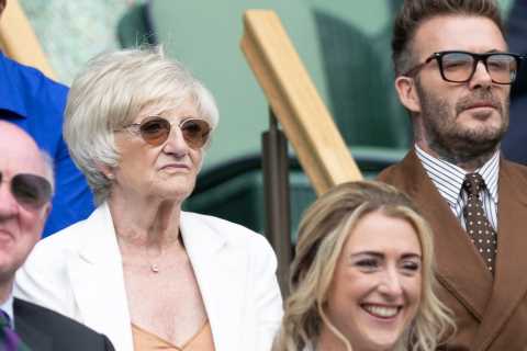 David Beckham takes mum Sandra for day out at Wimbledon as pair sit in posh seats behind Olympians Jason and Laura Kenny
