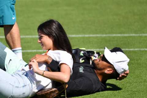 Nick Kyrgios cuddles Wag Costeen Hatzi in practice ahead of Wimbledon final as he slams Aussie legends’ ‘sick obsession’