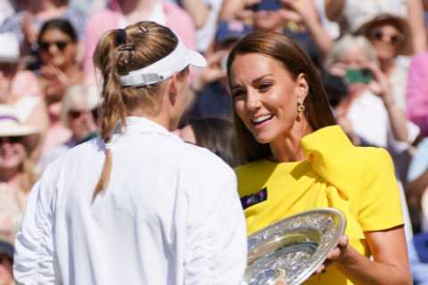 ‘I don’t mean to get into politics but..’ McEnroe says what everybody’s thinking as Kate hands Rybakina Wimbledon trophy