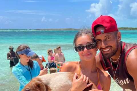 Inside Nick Kyrgios’ post-Wimbledon break with stunning girlfriend Costeen Hatzi as pair meet pigs and sharks in Bahamas