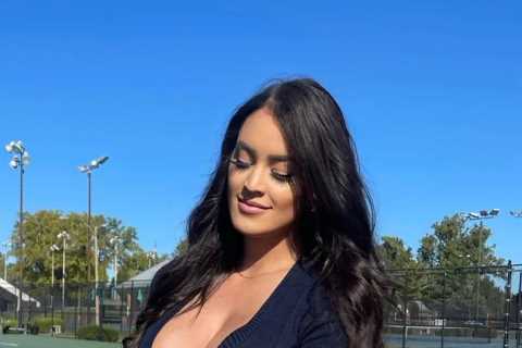 Tennis stunner Rachel Stuhlmann spills out of low-cut top on court and sends fans into meltdown