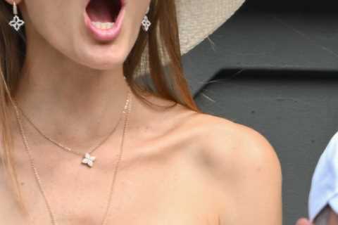 Djokovic’s stunning Wag steals the show on Centre Court in revealing top as he puts her through the ringer at Wimbledon