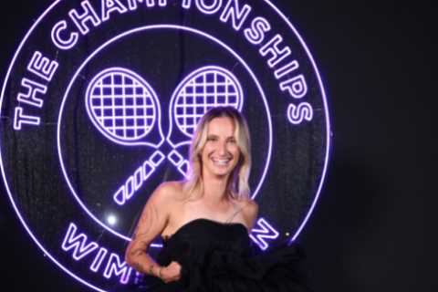 Wimbledon champ Vondrousova wears glitzy black dress and trainers as she and Alcaraz celebrate at Champions Dinner